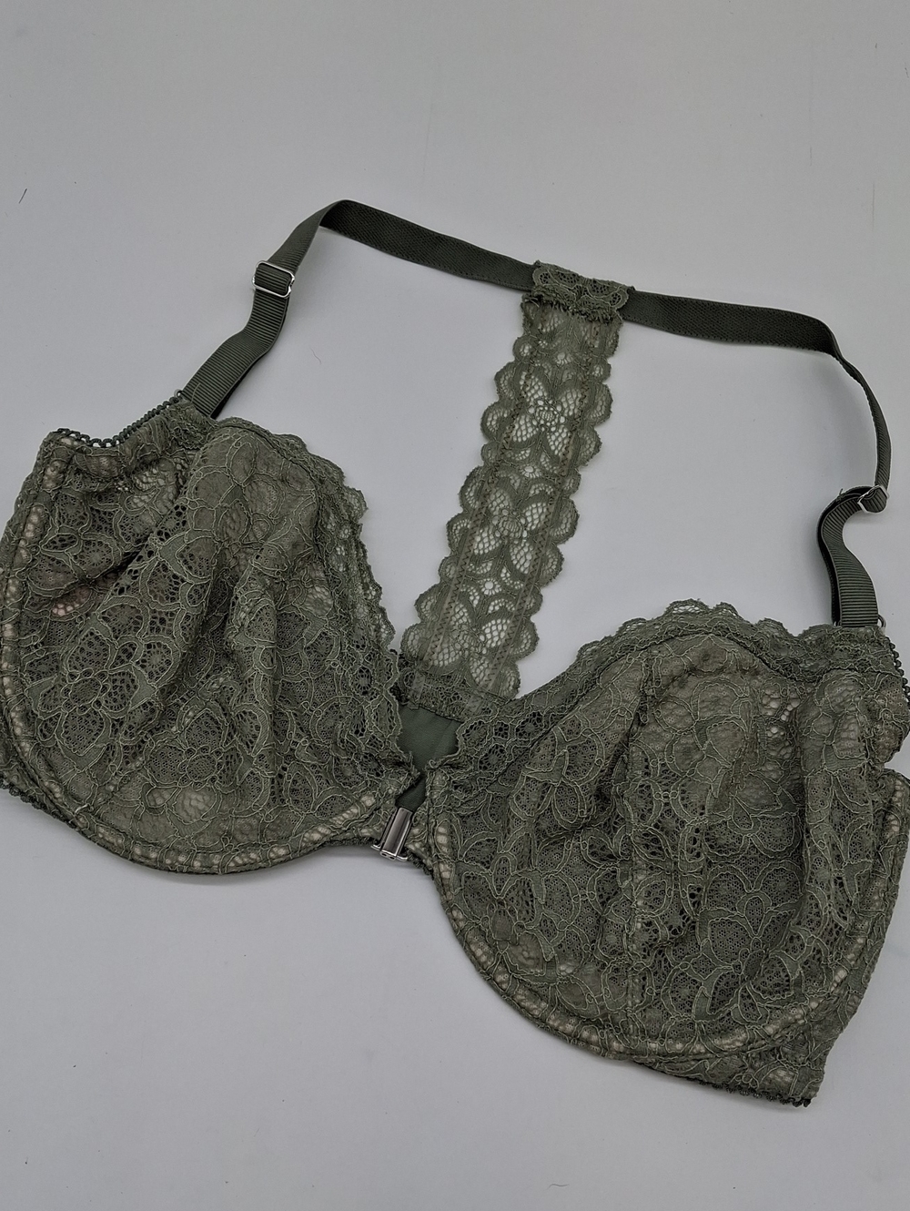 Victoria's Secret Dream Angels Unlined Demi Front Close Bra Sage Green 36DD